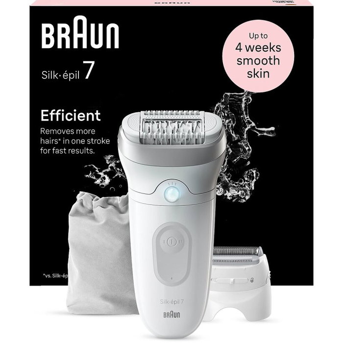 Braun Silk-épil 7 7-041 Depiladora Eléctrica MicroGrip, Recargable, Blanco y Gris